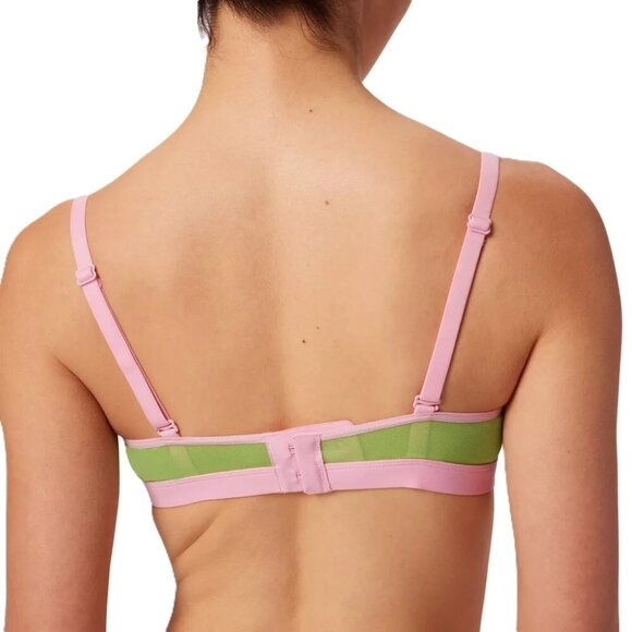 Parade Re:Play Guava Green & Pink Trim Scoop Wireless Bralette Bra - Size Large - Picture 2 of 5
